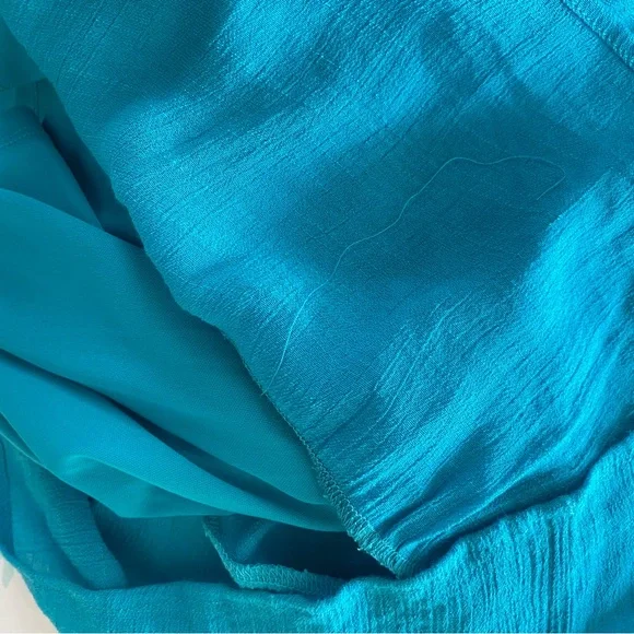 J Glee Womens Babydoll Dress L Aqua Tiered V Neck Lined Beachy Y2K - Picture 12 of 13